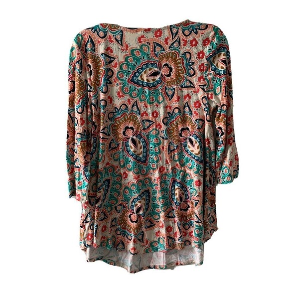 Chico's Womens Size Small Multicolor Paisley Print Rayon Stretch Blouse Top - Picture 3 of 6